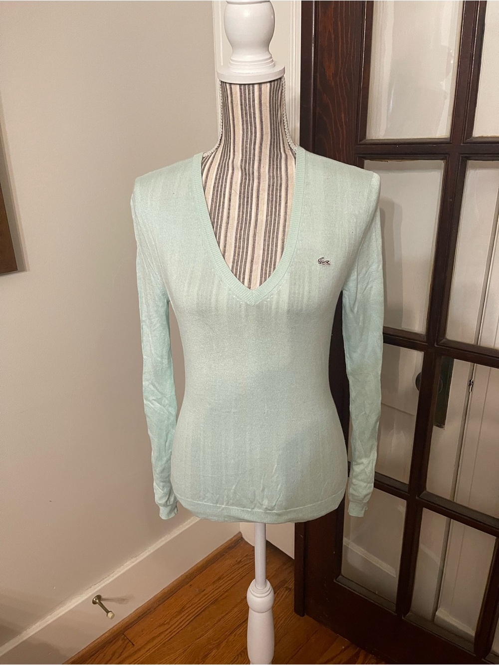 Lacoste Women's Mint V-Neck Sweater